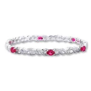 Lab-Created Ruby Bracelet Oval-cut Sterling Silver
